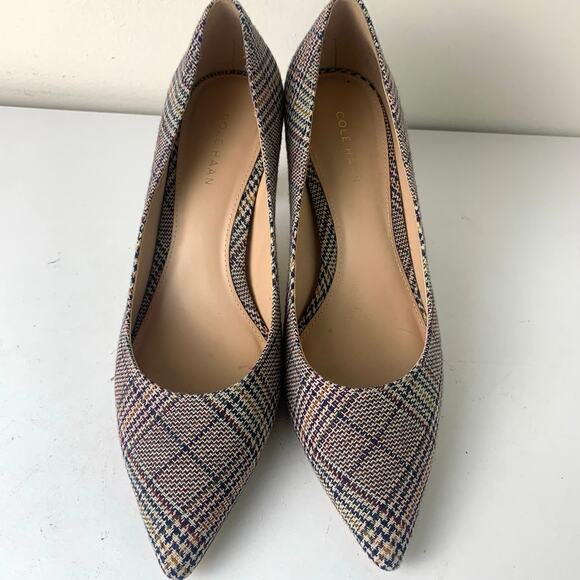 Cole Haan Grand.OS Plaid Fabric Pumps Heels – Size 9.5B – Classic Pointed Toe - Picture 7 of 12